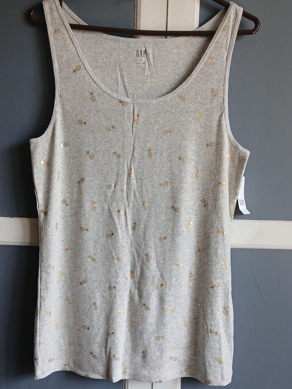 GAP Light Gray Tank with Gold Foil Dot Accents